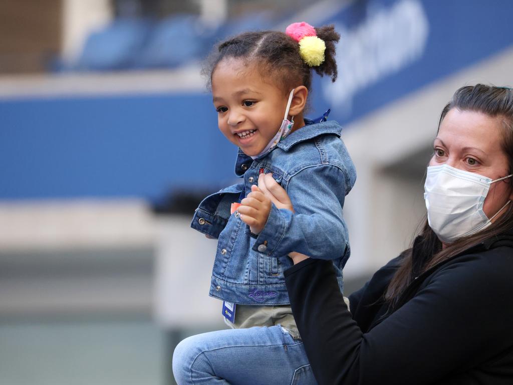 Serena’s daughter couldn’t contain her joy after her mum’s win.