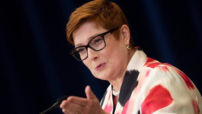 Australia's Foreign Minister Marise Payne is backing a plan with the US to combat disinformation on the virus. Picture; Brendan Smialowski/AFP