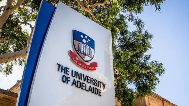 30th December 2018, Adelaide South Australia : Sign of the entrance of Adelaide University with logo in Adelaide SA Australia