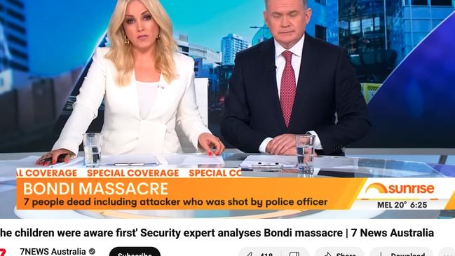 Seven News presenters Monique Wright and Michael Usher discuss the Bondi murderers on Weekend Sunrise when the network incorrectly named the murderer as Benjamin Cohen multiple times. Source: YouTube.