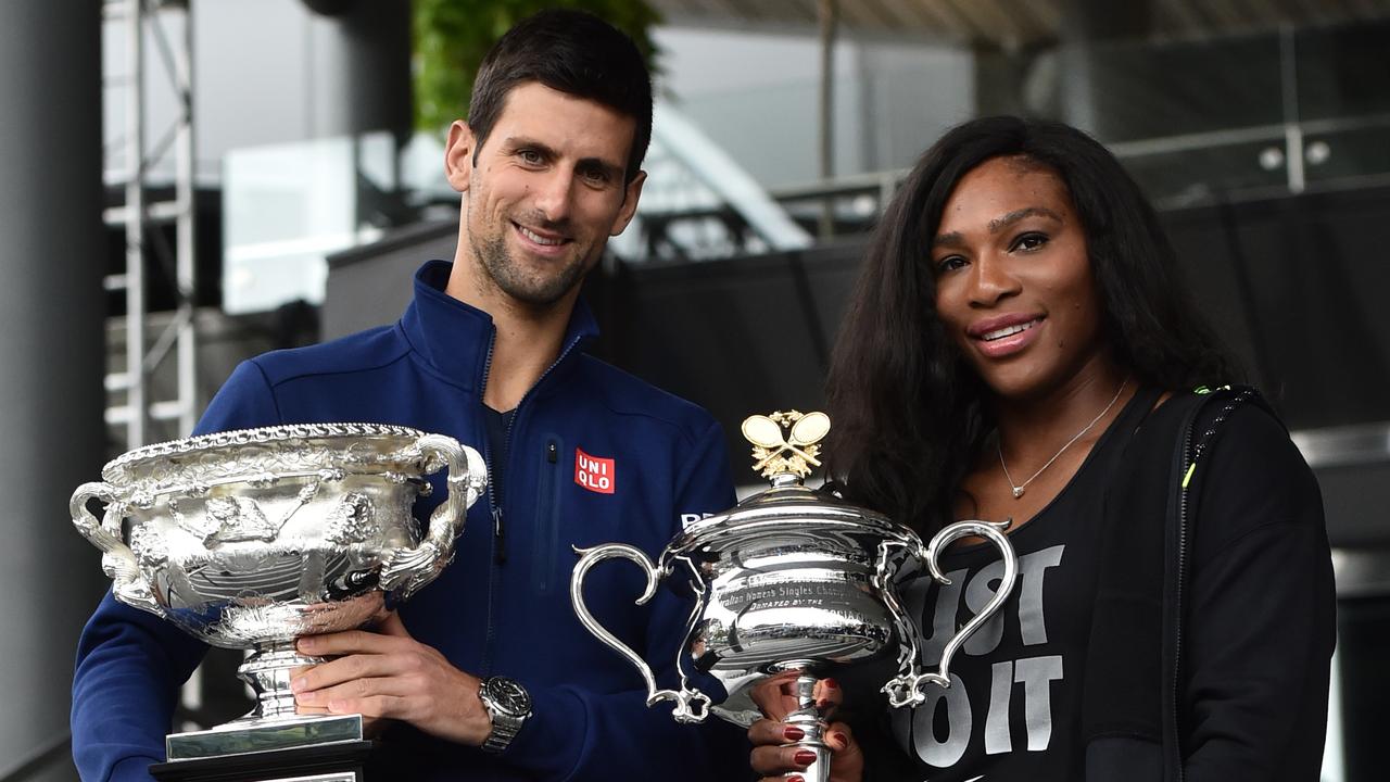 2016 Australian Open signles champions Novak Djokovic of Serbia (left) and Serena Williams (left) of the United States (AAP Image/Julian Smith)