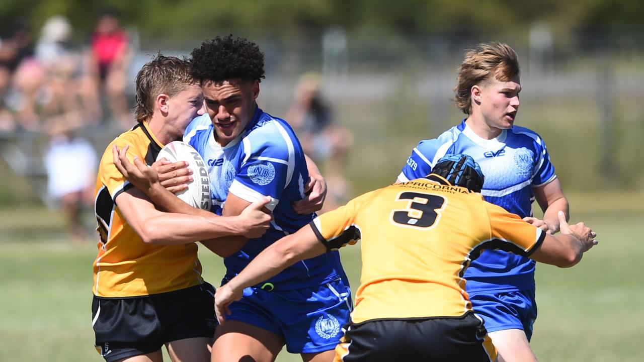 Boys Rugby League State Championship held at Northern Division, Brothers Leagues ground, Townsville. Northern v Capricornia 16-18 years game. Jonah Raidaveta of Ignatius Park College.