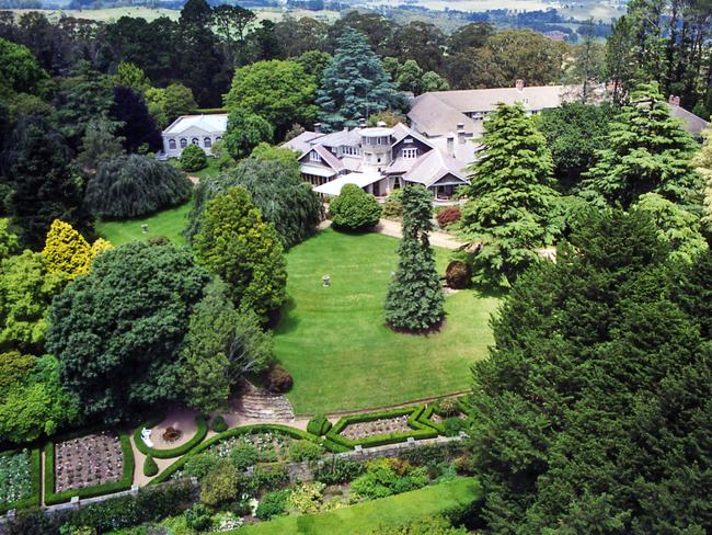 Aerial view of the Milton Park Country House Hotel on Hordern's Road at Bowral.