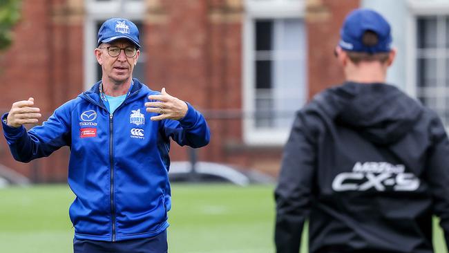 New North Melbourne coach David Noble on the tools. Picture: Ian Currie