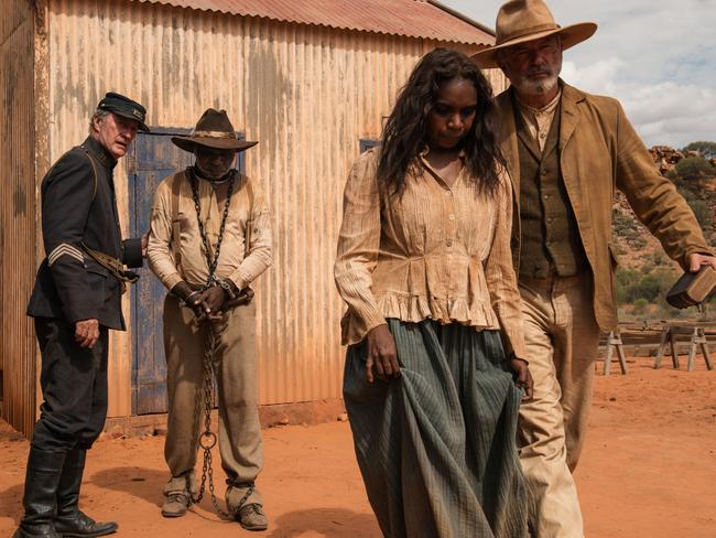 Bryan Brown, Hamilton Morris, Natassia Gorey-Furber and Sam Neill in Thornton’s film Sweet Country