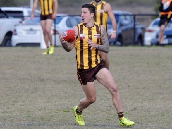 Anthony Brolic in action for Rowville in the Eastern Football League. Picture: Gavin Morris