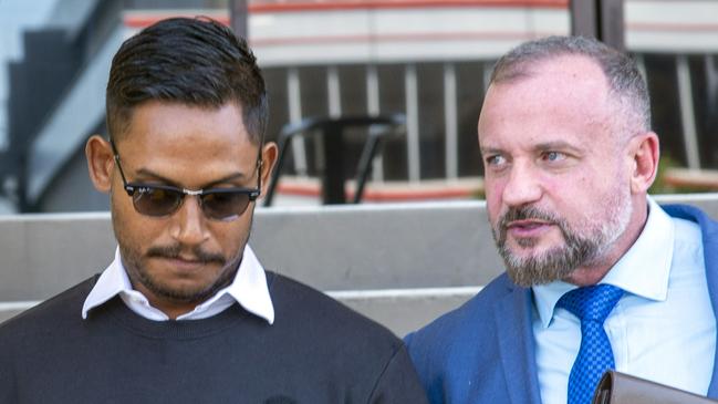 Former NRL star Ben Barba with his lawyer Campbell MacCullum. Picture: Daryl Wright.