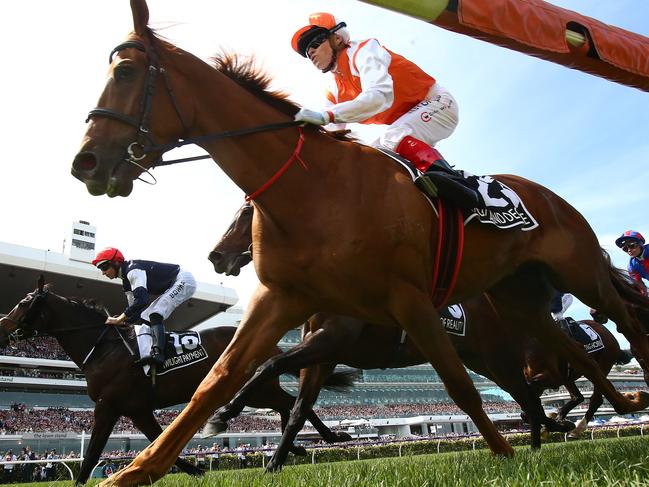 Craig Williams and Vow And Declare combine to win the Melbourne Cup.