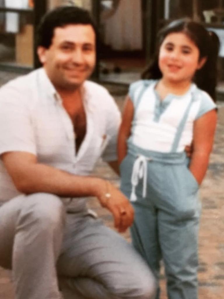 Ally Aoukar and her father Brian in 1985. Picture: Supplied