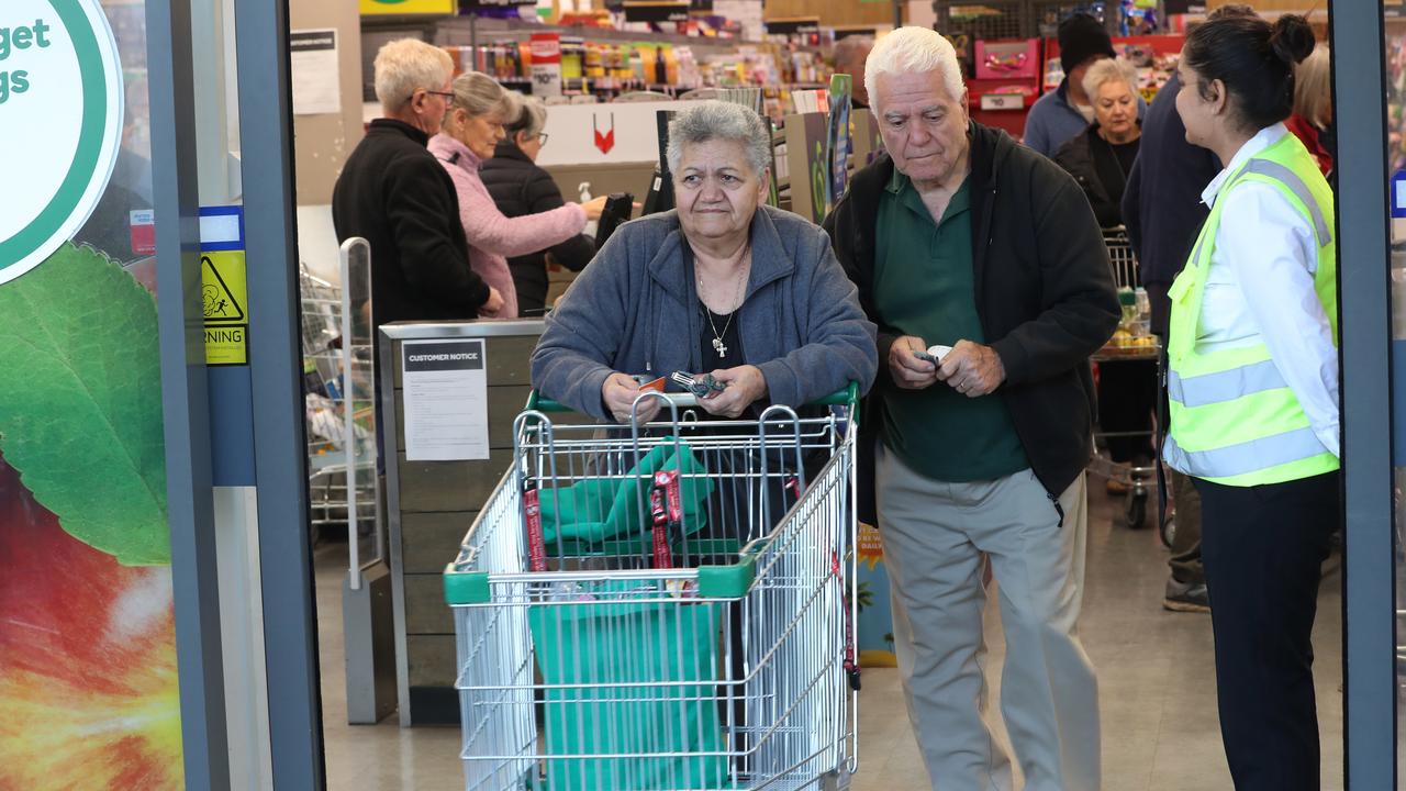 Shoppers take advantage of a shopping hour for the elderly at a Woolworths in Melbourne. Picture: AAP