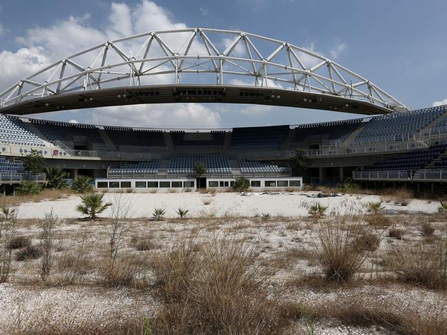 The abandoned beach volleyball venue used in the 2004 Athens Olympics.