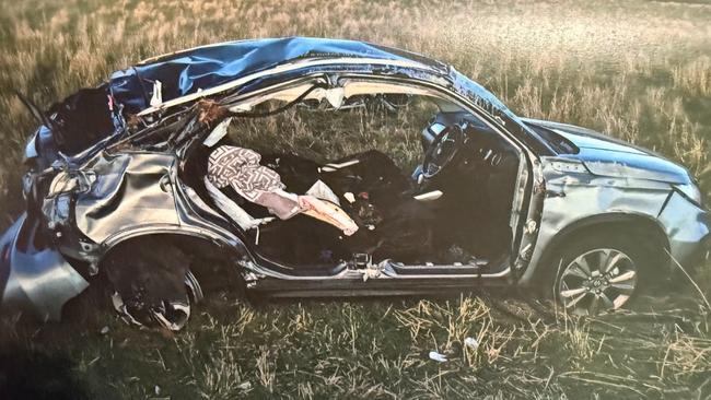 The aftermath of Shawn Marsh's attempts to run his ex-wife Kylie Marsh and her friend Michell Giles off Laggan Rd in Crookwell, outside Goulburn, in 2023. Picture: Supplied