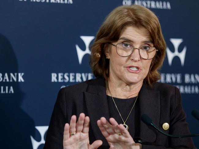 SYDNEY, AUSTRALIA - NewsWire Photos JUNE 18, 2024: Reserve Bank Governor Michele Bullock during a press conference following Tuesdays decision to keep interest rates on hold. Picture: NewsWire / Nikki Short