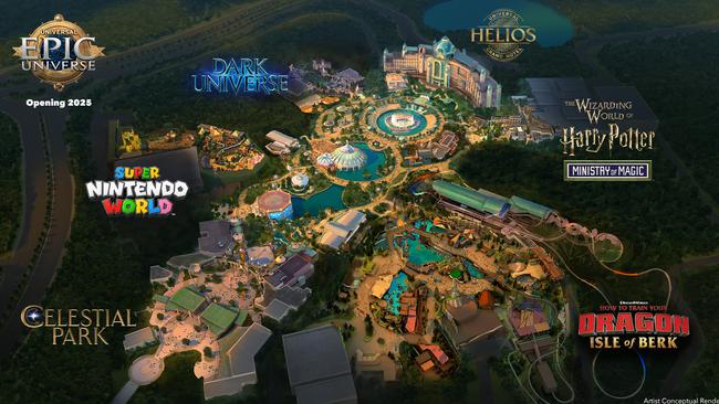 Split across five distinct worlds – Celestial Park, Super Nintendo World, The Wizarding World of Harry Potter: Ministry of Magic, How To Train Your Dragon: Isle of Berk, and Dark Universe – in an immerse extravaganza. Photo: Universal Epic Universe