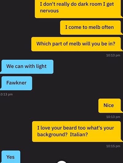 Father John Christodoulos chatting with another man on Grindr. Picture: Supplied