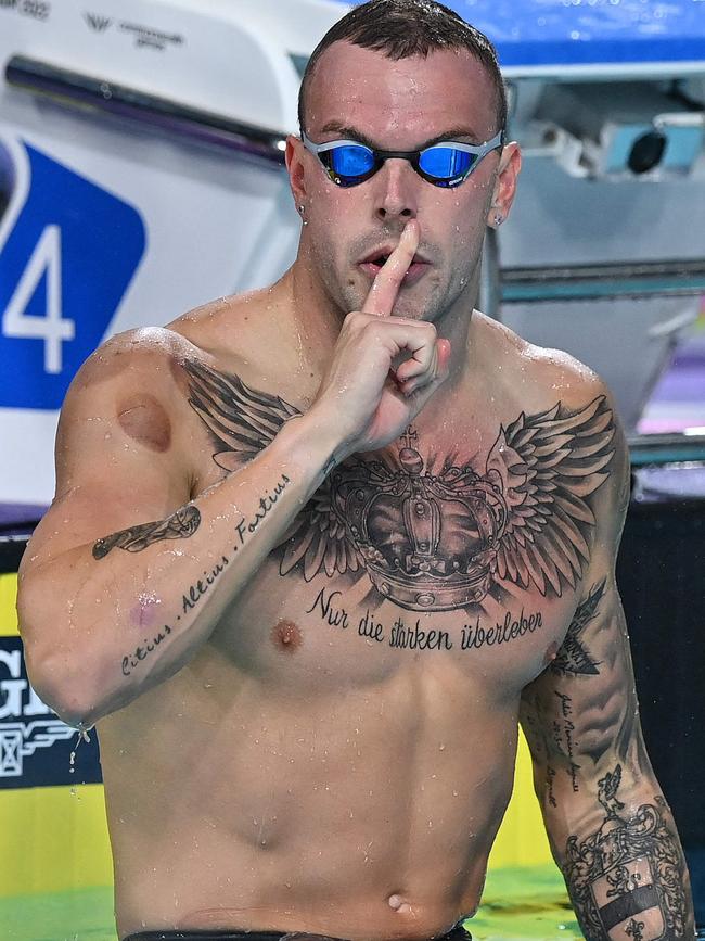 Chalmers silences his critics after winning the blue riband men's 100m freestyle in Birmingham. Picture: Glyn Kirk / AFP