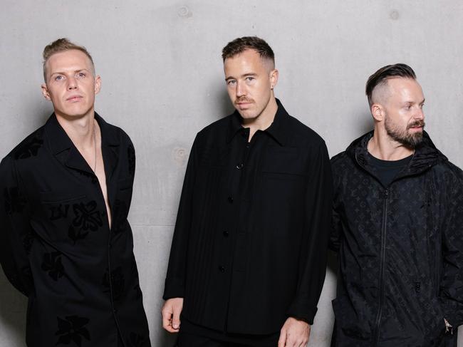 ***EXCLUSIVE FOR THE AUSTRALIAN ONLY***Australian alternative dance trio Rufus Du Sol, pictured in Sydney ahead of the 2022 ARIA Awards. L-R: Tyrone Lindqvist, James Hunt and Jon George. Picture: supplied