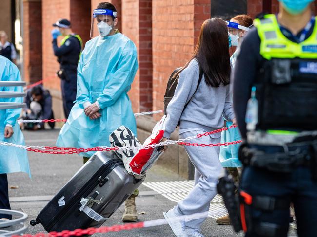 Travellers arrive at the Intercontinental Hotel. Picture: Getty Images