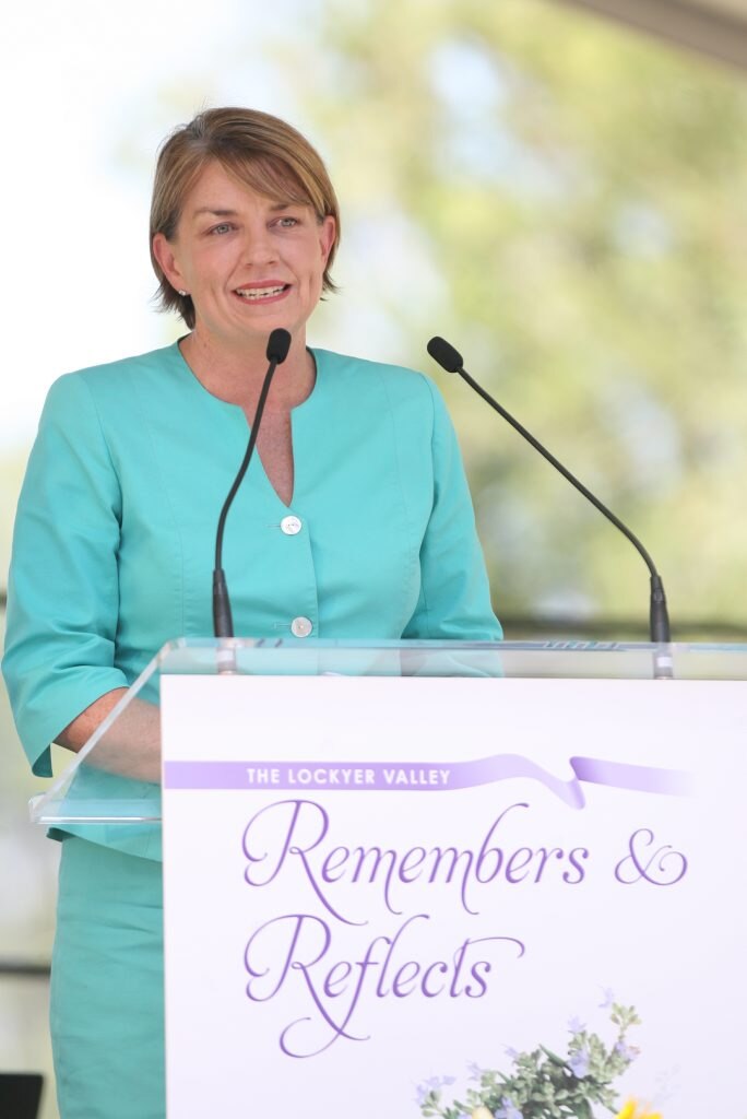 Premier Anna Bligh at the Gatton commemorative flood service at the Lockyer Valley Cultural Centre. Photo: Rob Williams / The Queensland Times. Picture: Rob Williams