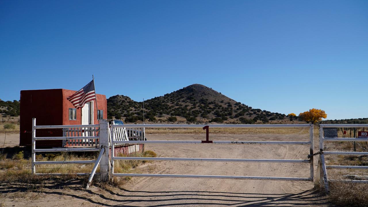 The entrance to Bonanza Creek Ranch in Santa Fe, New Mexico, where Halyna Hutchins was shot dead. Picture: AFP