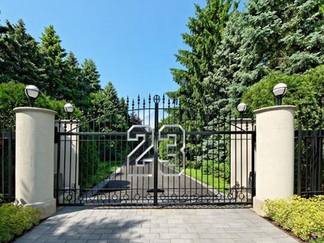 Jordan’s famous jersey number, 23, is welded into the home’s front gates. Picture: realtor.com