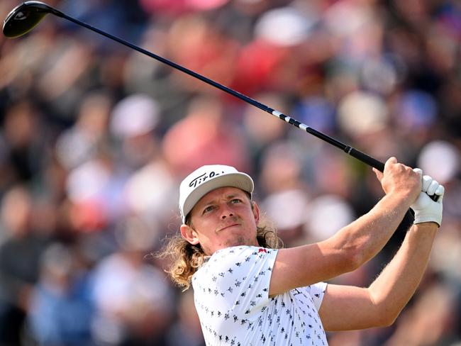 HOYLAKE, ENGLAND - JULY 21: Cameron Smith of Australia tees off on the 4th hole on Day Two of The 151st Open at Royal Liverpool Golf Club on July 21, 2023 in Hoylake, England. (Photo by Ross Kinnaird/Getty Images)