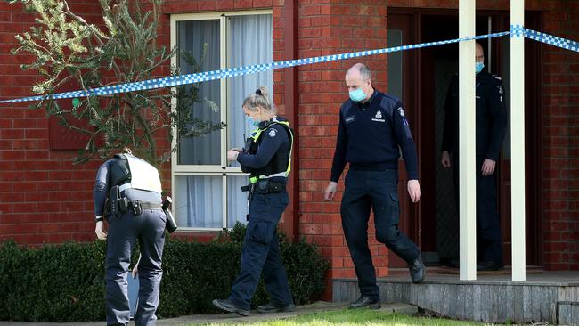 Police investigate after a man was shot over night at a house in Willesden Dr, Waurn Ponds. Picture: Alison Wynd