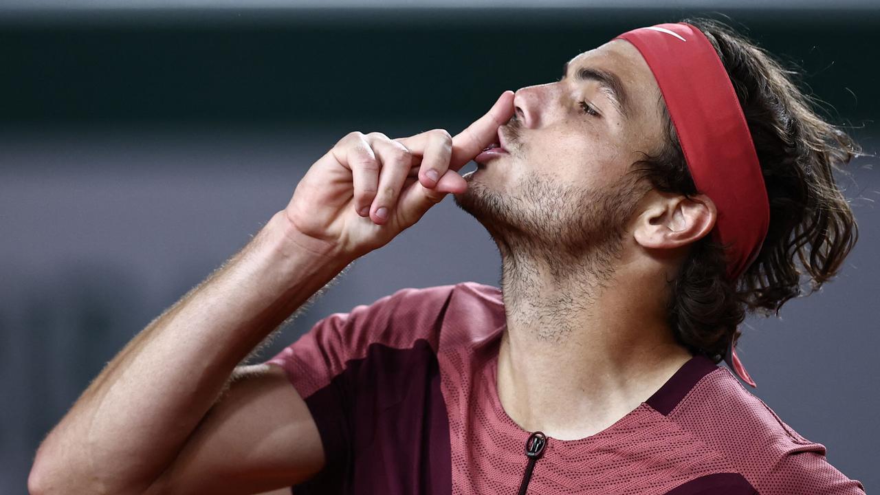 Taylor Fritz went full villain mode. (Photo by Anne-Christine POUJOULAT / AFP)