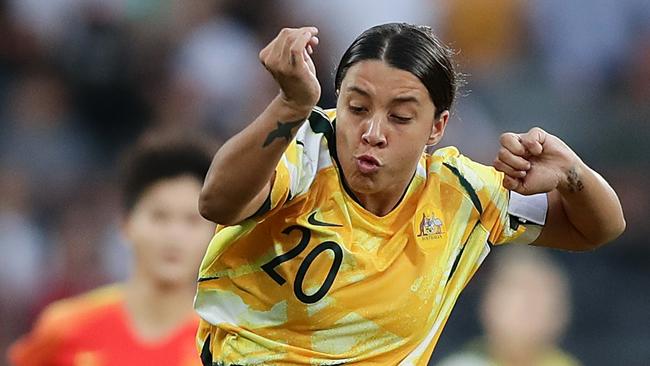 Sam Kerr in action against China in February. Picture: Mark Metcalfe/Getty Images