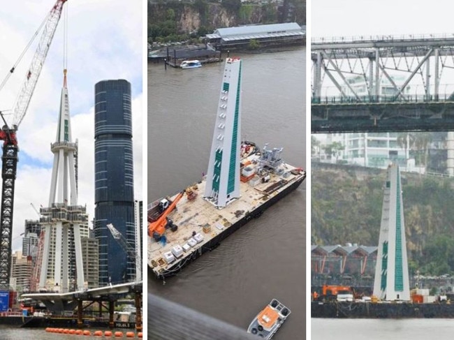 The 25m masthead is installed for the Kangaroo Pt Green Bridge