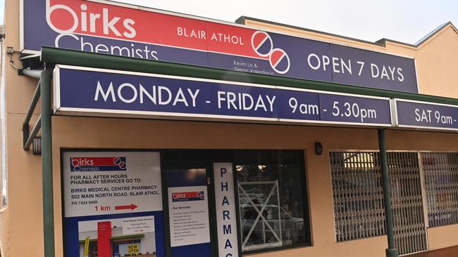 A suspect is on the run after the Blair Athol Birks chemist was broken into. Picture: Keryn Stevens