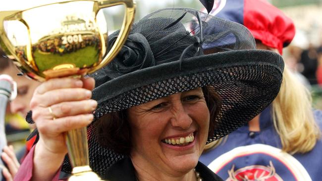 Sheila Laxon was the first female trainer to win a Melbourne Cup when she took out the great race in 2001 with Ethereal. Picture: AAP