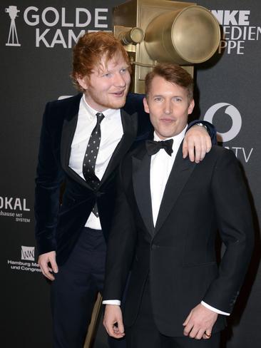 Bros: Ed Sheeran and James Blunt in Germany this month. Picture: AP