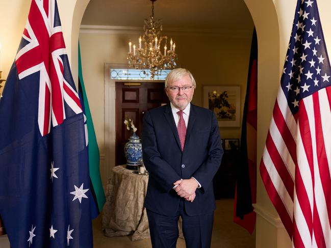 **NETWORK USE ONLY- NETWORK NEWS PREMIUM CONTENT: NO THE AUSTRALIAN/NO NEWS.COM/NO SKY NEWS ** Ambassador of Australia to the United States, Hon Kevin Rudd, at his residence in Washington DC. PIC MUST CREDIT - Noah Willman