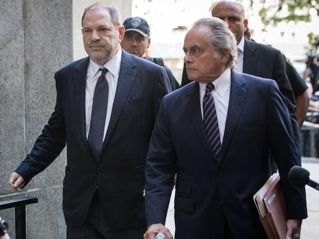 Harvey Weinstein and lawyer Benjamin Brafman arrive at State Supreme Court in New York.  Picture:  Getty