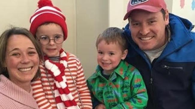 Leading Sen-Constable Daniel Sage with wife Sarah and sons Elijah and Cohen. Picture: Supplied