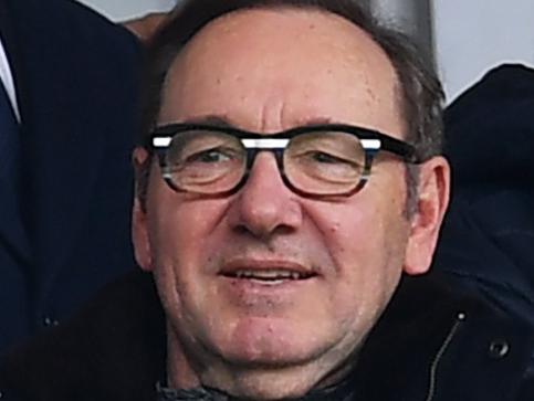 TURIN, ITALY - JANUARY 15: Kevin Spacey looks on from the stands during the Serie A match between Torino FC and Spezia Calcio at Stadio Olimpico di Torino on January 15, 2023 in Turin, Italy. (Photo by Valerio Pennicino/Getty Images)