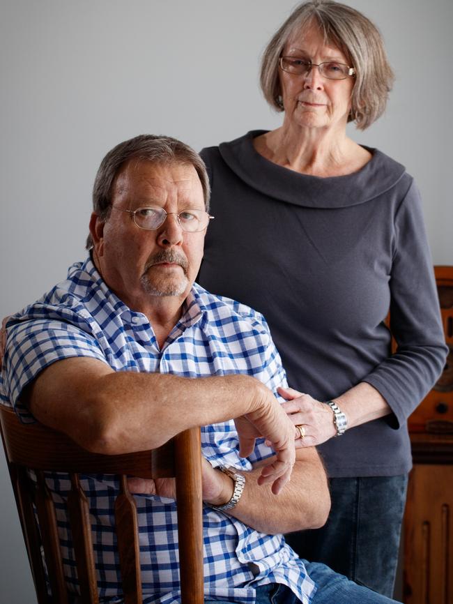 Bronte Higham, with his wife Ricki at their Hallett Cove home. Bronte died overnight. Picture: Matt Turner.