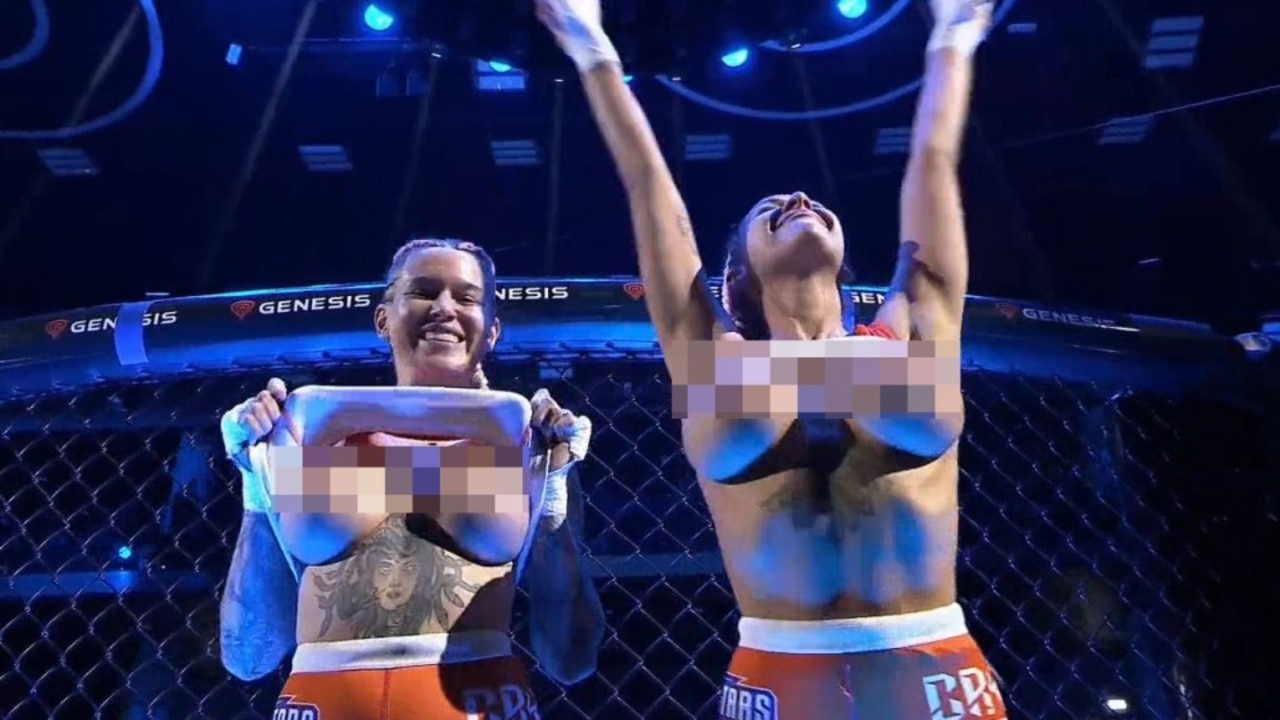 MMA news Two fighters flash breasts after fight, Inked Dory, Karina Pedro, Freak Wars news.au — Australias leading news site