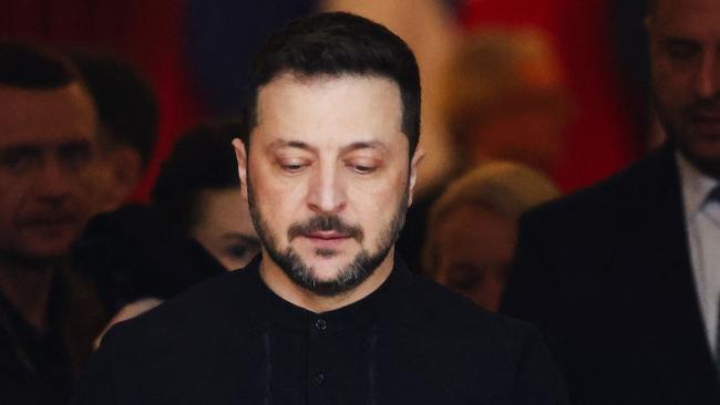 Ukraine's President Volodymyr Zelensky leaves a summit held at Lancaster House in central London. Picture: Pool/AFP