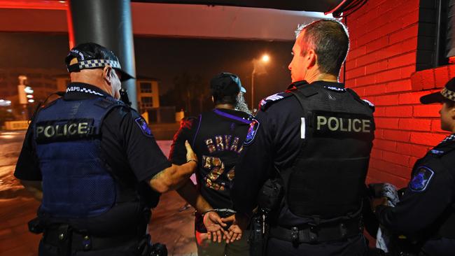 Ridealong with Townsville RAP members Sergeant John McHugh and Constable Robert Boye. 11:40pm Police called to brawl at the Hotel Allen with people arrested and taken to the Townsville watchhouse. Picture: Zak Simmonds