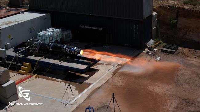 At just over 110 kilonewtons (or 25,000 pound-force) of thrust, the test generated enough force to lift four SUVs off the ground — a significant demonstration of space and launch capability by an Australian enterprise. Picture: Supplied