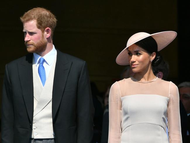 Prince Harry, Duke of Sussex and Meghan, Duchess of Sussex attend Prince Charles’ 70th birthday celebration at Buckingham Palace on May 22, 2018 in London, England. Picture: Dominic Lipinski/Pool/Getty Images