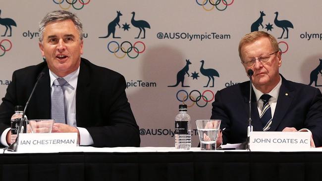 New Australian chef de mission Ian Chesterman (left) with John Coates. Picture: Getty Images