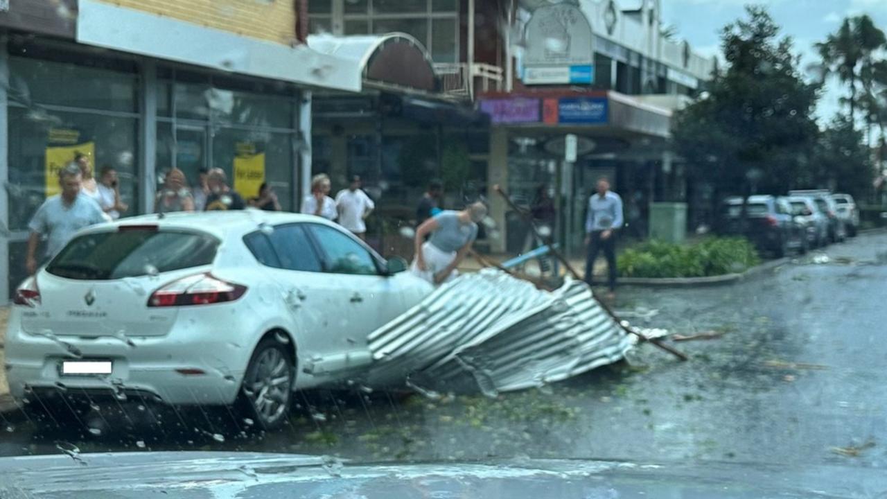 A wild storm hit the Port Macquarie CBD on February 3 causing extensive damage. Picture: Port Macquarie Hastings Council Facebook.