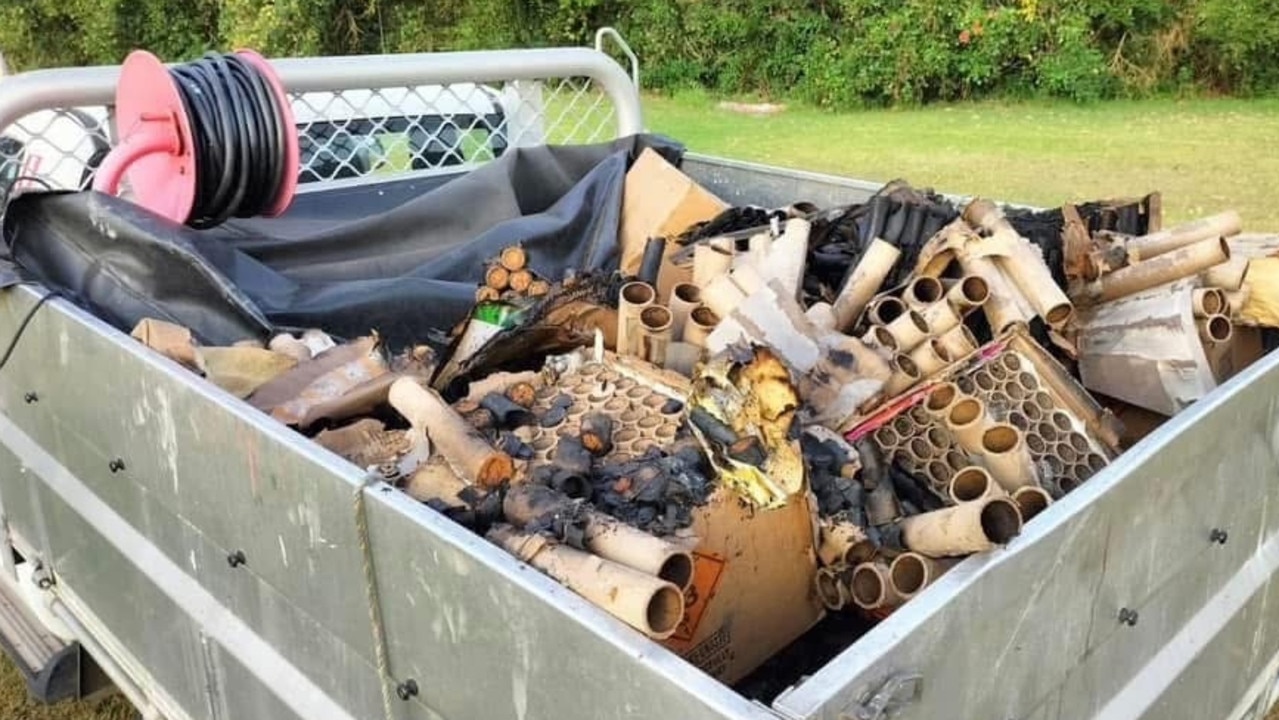 Part of the clean up after the rogue fireworks display. Picture: Facebook