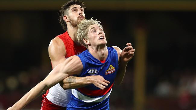 Tim English isn’t a hardened AFL player yet and needs support. Picture: Getty Images