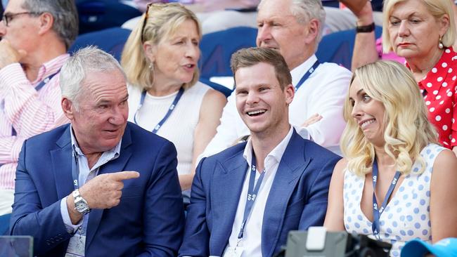 Former Australian captain Allan Border (L) never had the opportunity to earn the riches that have come to modern players, like Steve Smith (C). Picture: AAP