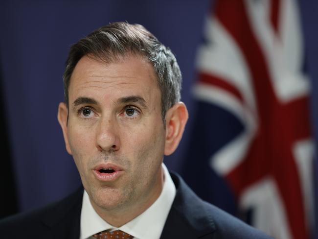 SYDNEY, AUSTRALIA - NewsWire photos APRIL 26, 2023: Pictured AustralianTreasurer Jim Chalmers speaks during a press conference at CPO in Sydney. Picture: NCA NewsWire / Dylan Coker