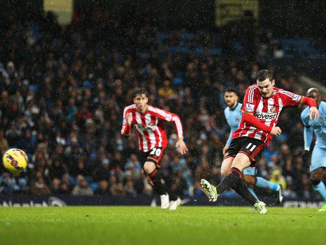 Adam Johnson of Sunderland scores from the penalty spot.